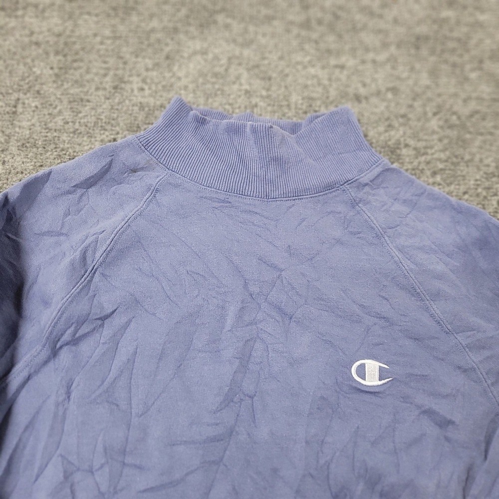 Champion Sweatshirt Womens Size M Purple Mock Neck Raglan Sleeve Athletic Logo